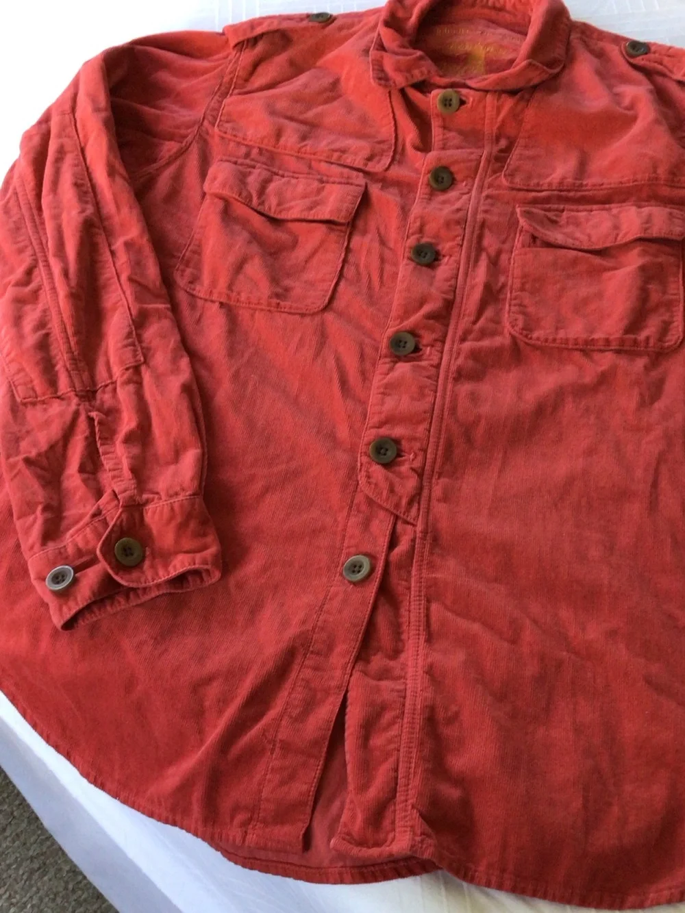 Barbour Collab with TOKITO Red Corduroy Button-Up Shirt L